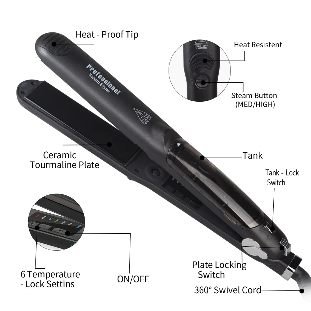 Steam Vapor Ceramic Hair Straightener