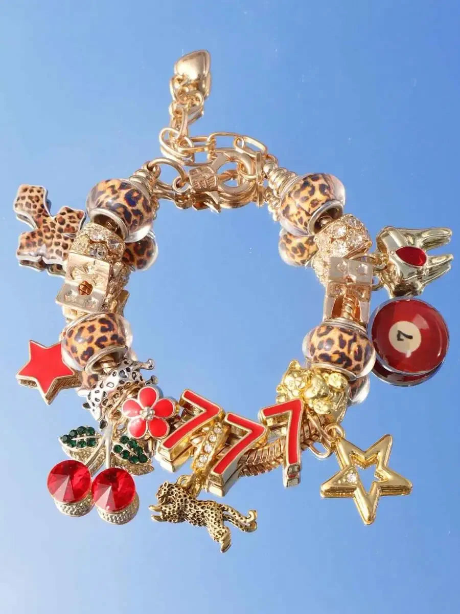 Gold Tone Cherry Charm Bracelet