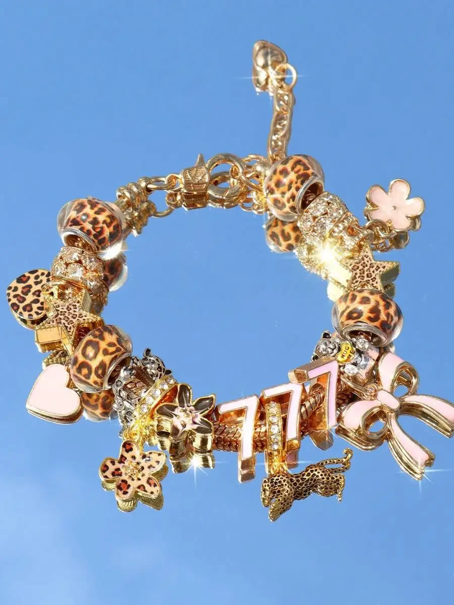 Gold Tone Cherry Charm Bracelet