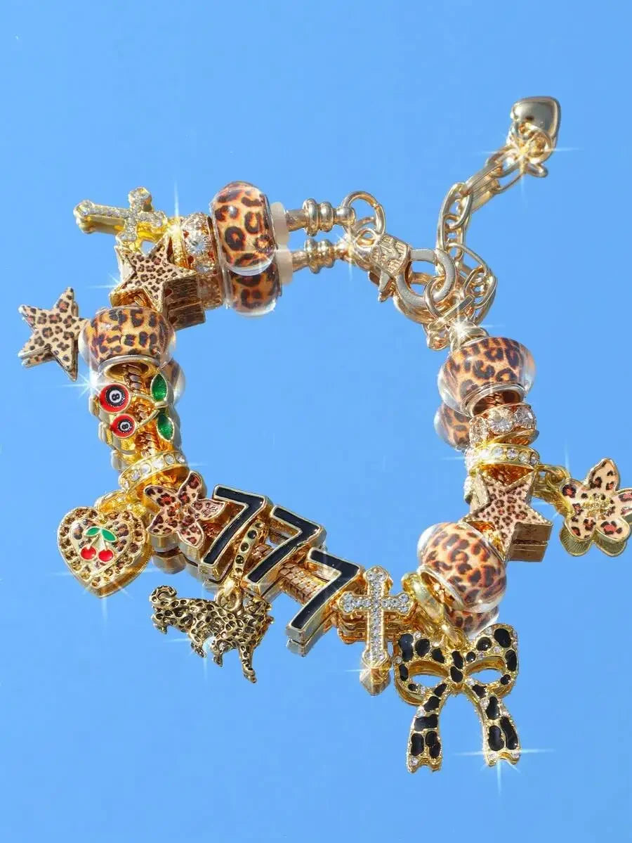 Gold Tone Cherry Charm Bracelet