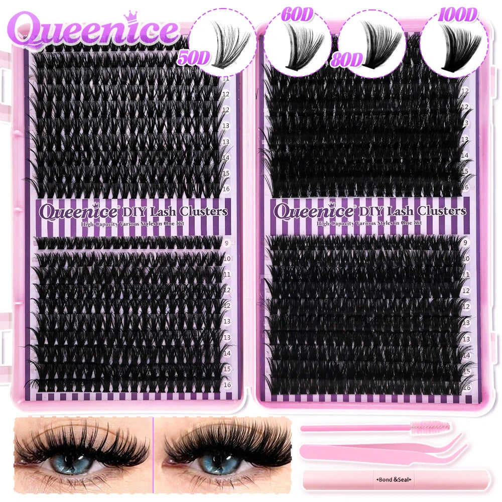 QUEENICE DIY Cluster Lash Extension Kit