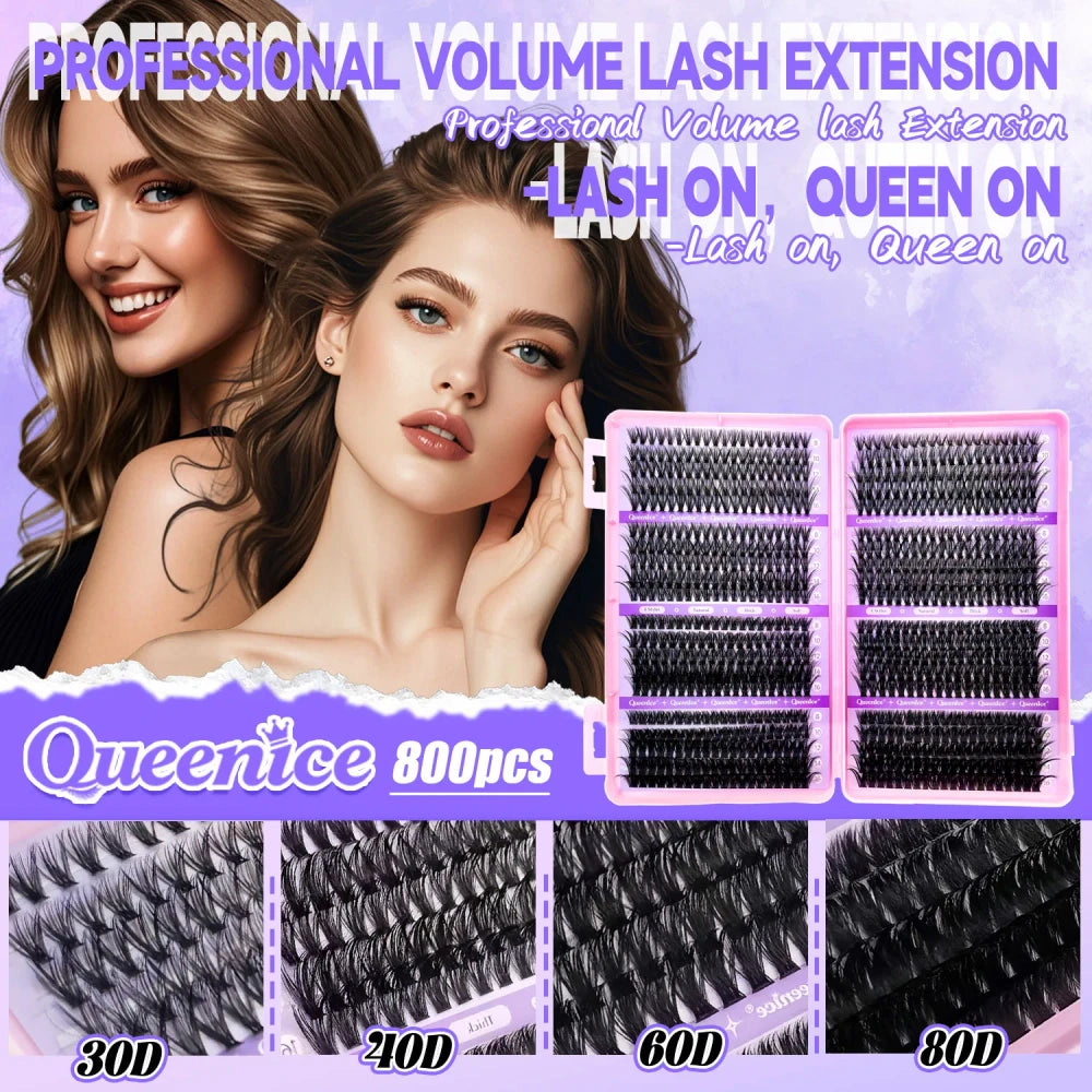 QUEENICE DIY Cluster Lash Extension Kit