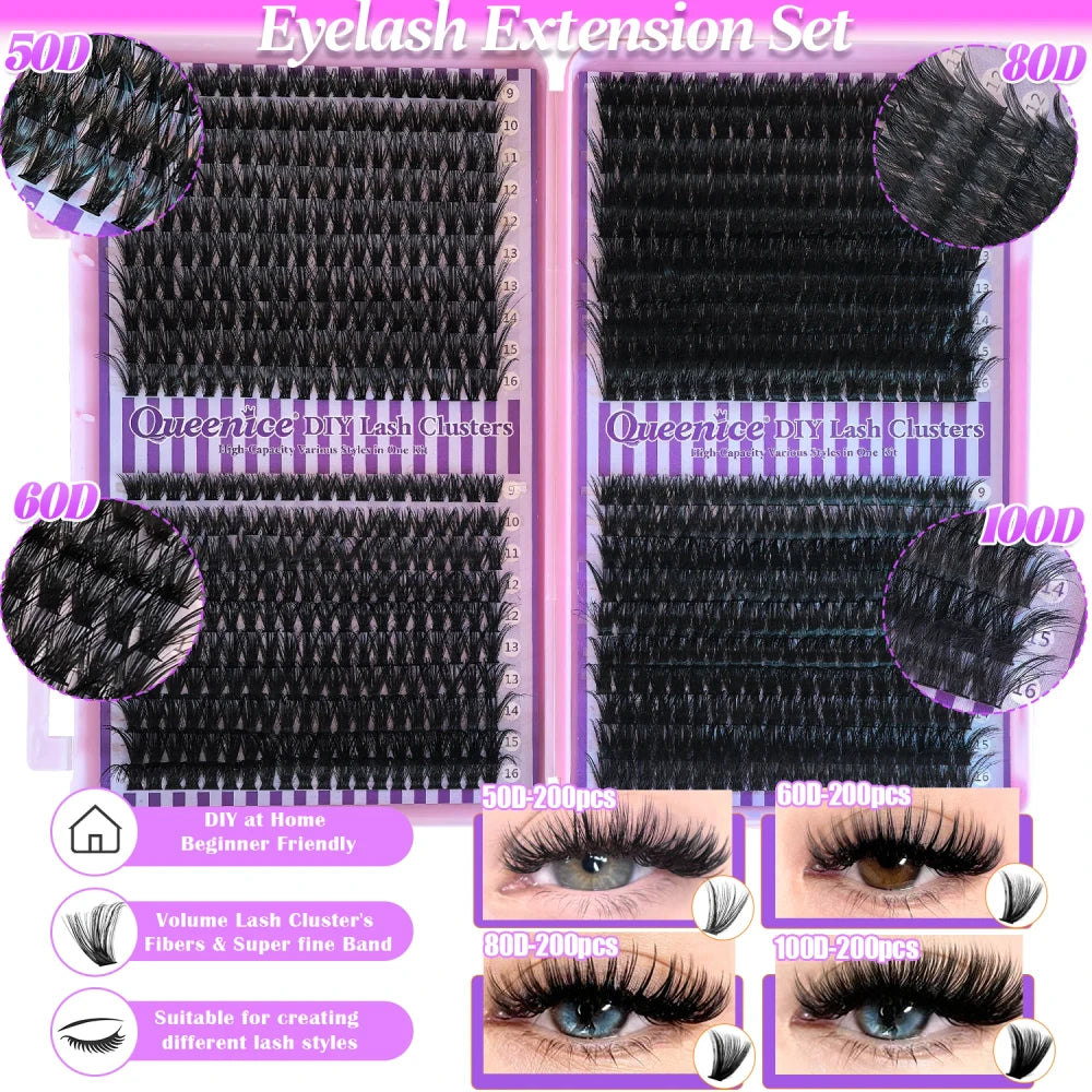 QUEENICE DIY Cluster Lash Extension Kit
