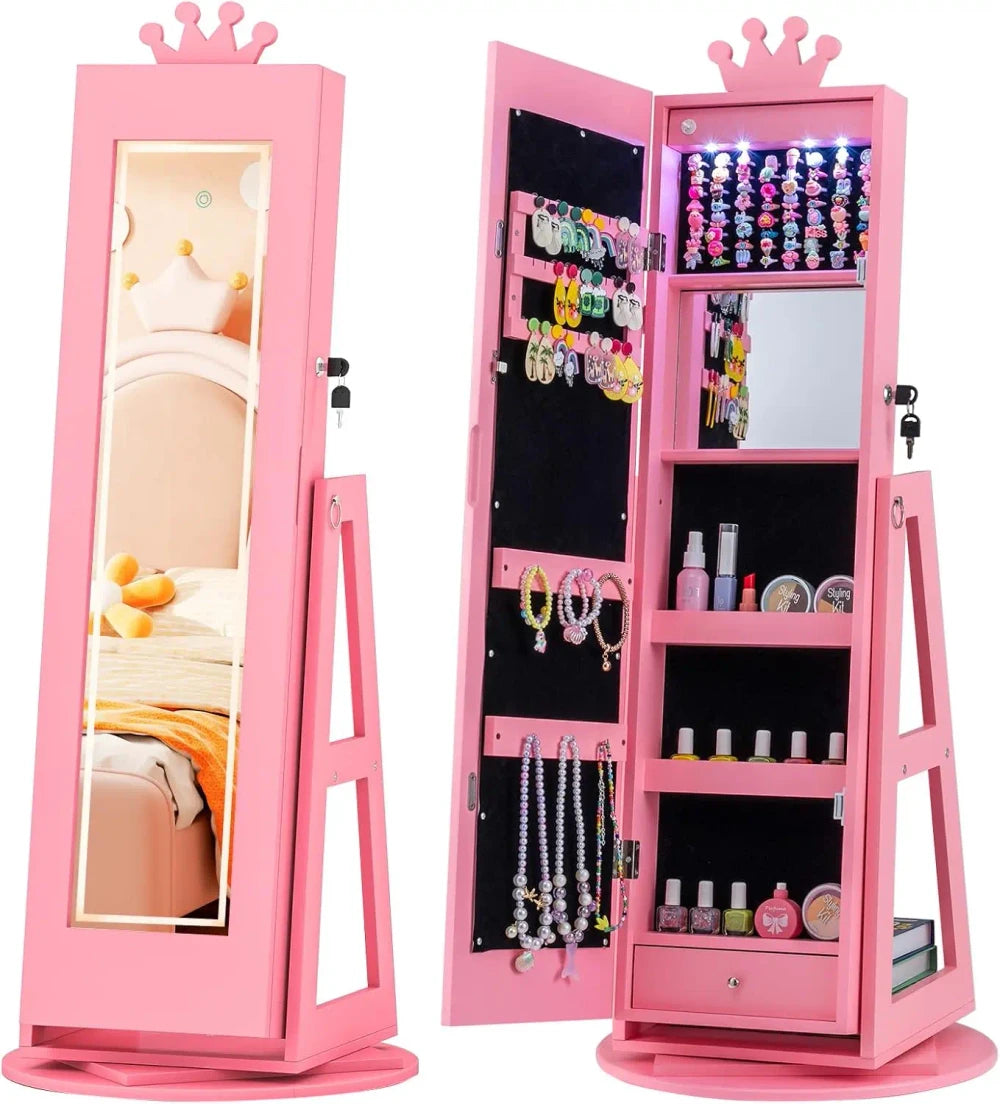 Swivel Mirror Jewelry Armoire