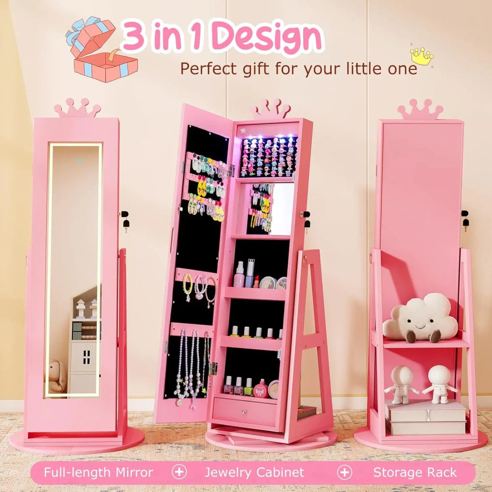 Swivel Mirror Jewelry Armoire